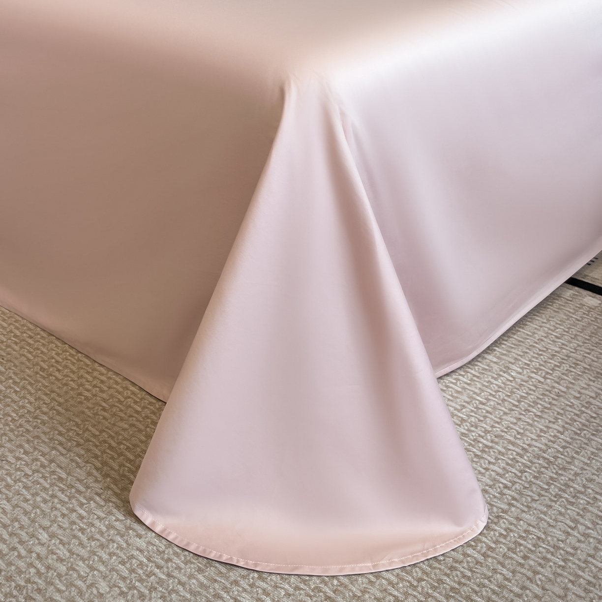 91家纺网 家纺一手货源 找家纺 博纳家纺 2025新款多色色织提花宽边高级简奢款纯棉四件套-山木花亭 山木花亭-粉玉