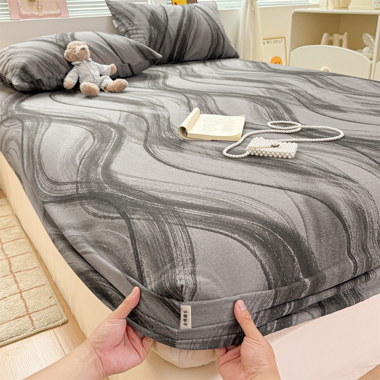 91家纺网 家纺一手货源 找家纺 名兮家居 2025新款亲肤舒适全棉纯棉磨毛印花床笠单床笠单品床笠单件床笠 律动