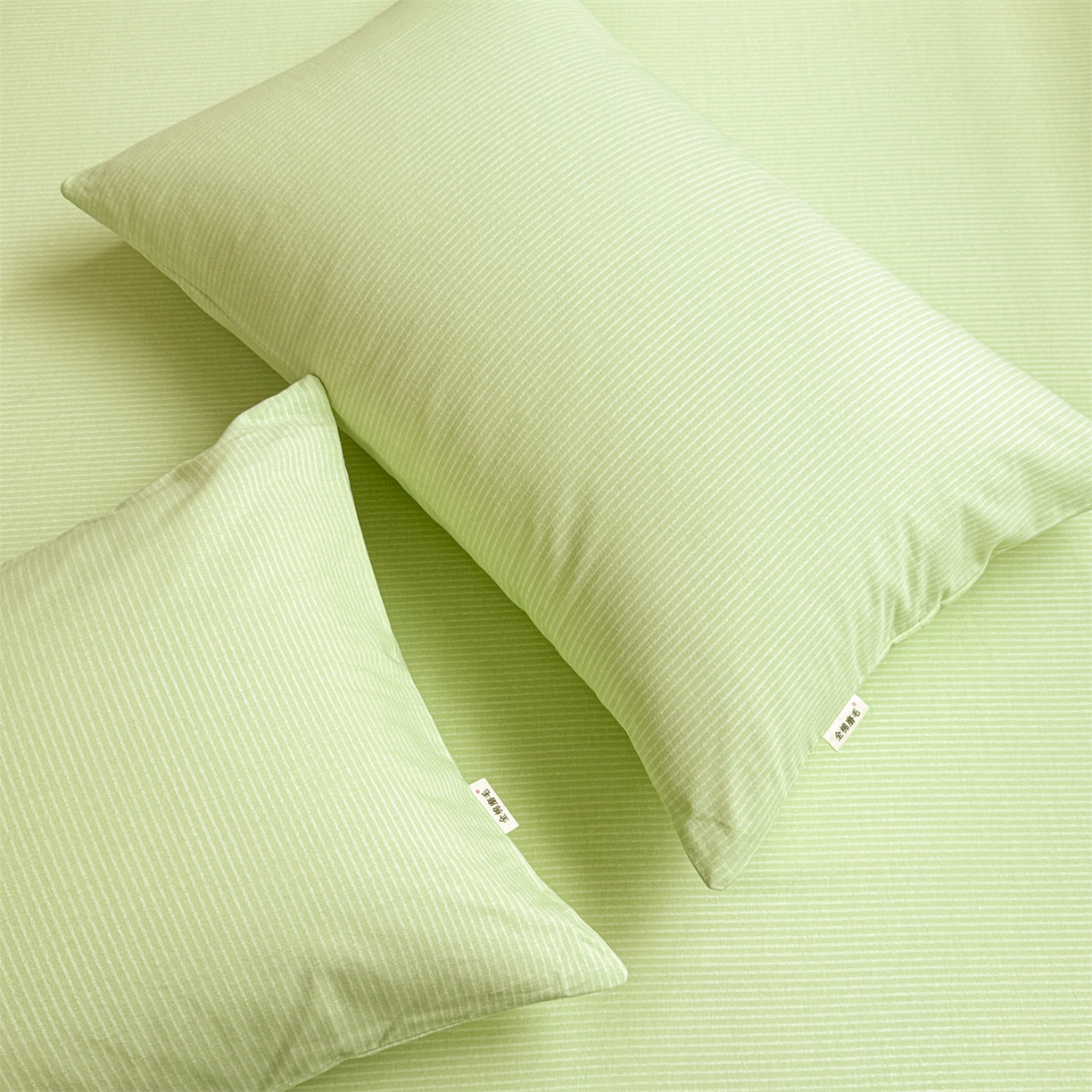 91家纺网 家纺一手货源 找家纺 名兮家居 2025新款亲肤舒适全棉纯棉磨毛印花床笠单床笠单品床笠单件床笠 细条-绿