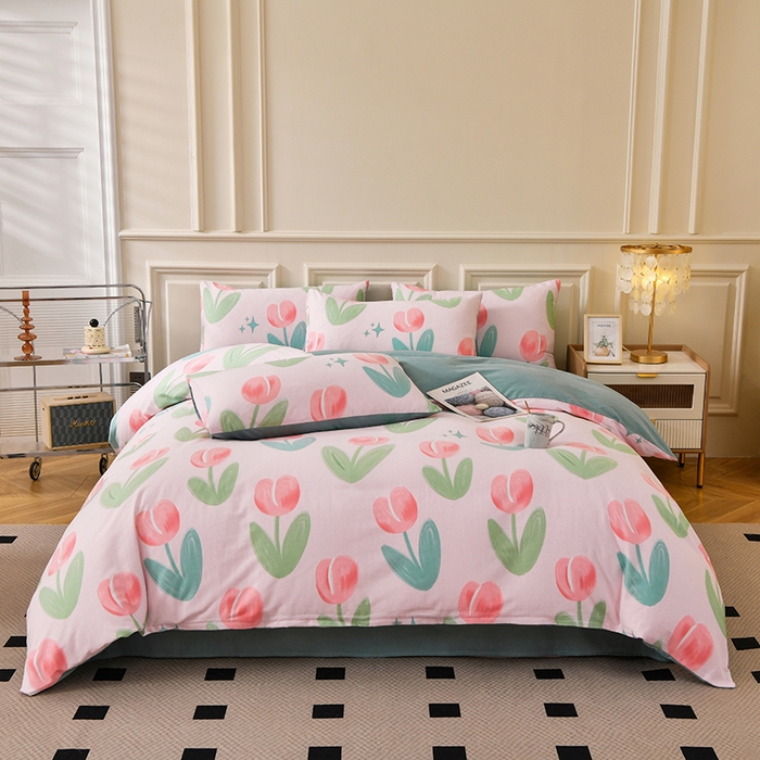 91家纺网 家纺一手货源 找家纺 （总）宇彬家纺 2025直播热新款秋冬全棉精梳生态原棉印花加厚磨毛轻奢铂金单被套