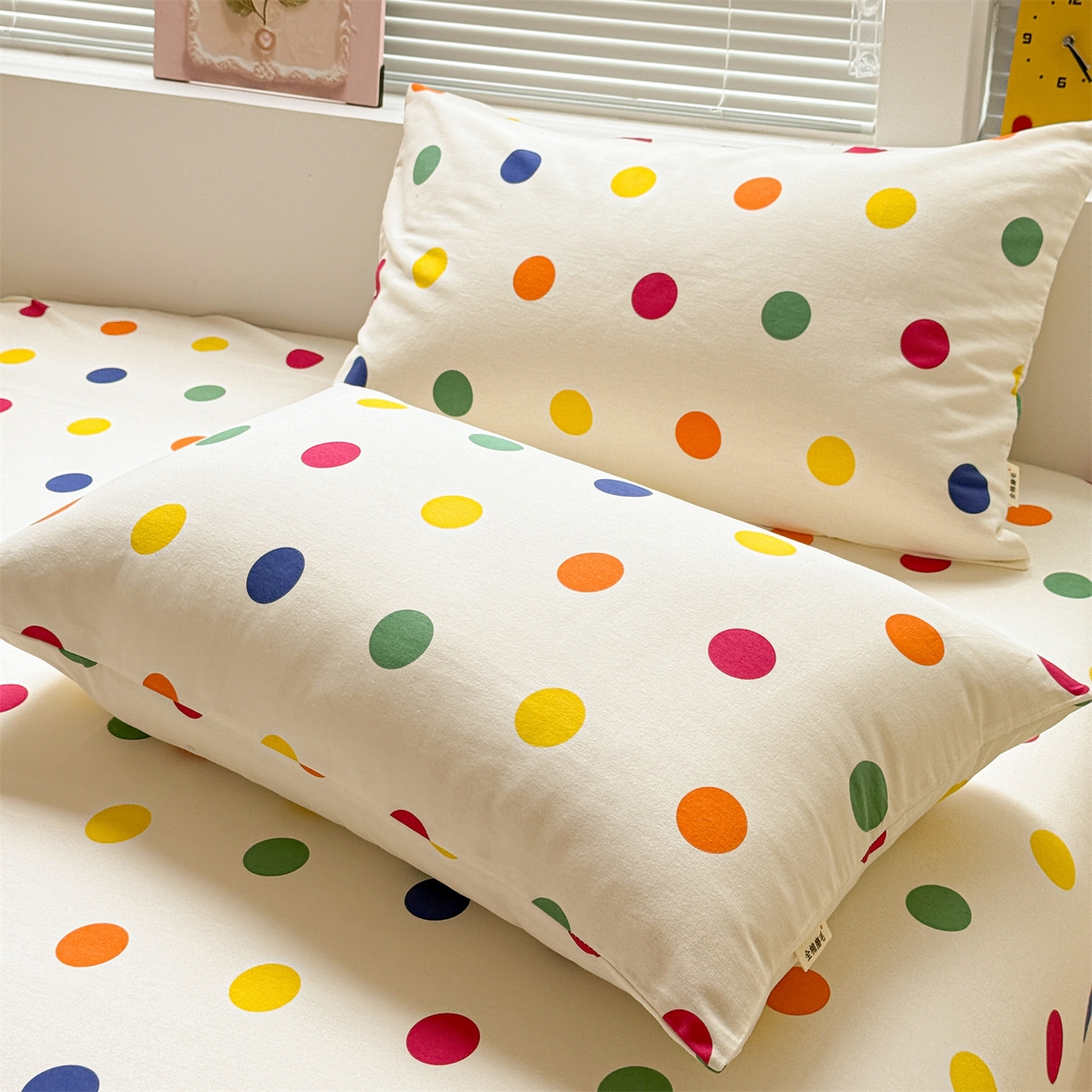 91家纺网 家纺一手货源 找家纺 名兮家居 2025新款亲肤舒适全棉纯棉磨毛印花床笠单床笠单品床笠单件床笠 柔色圆点