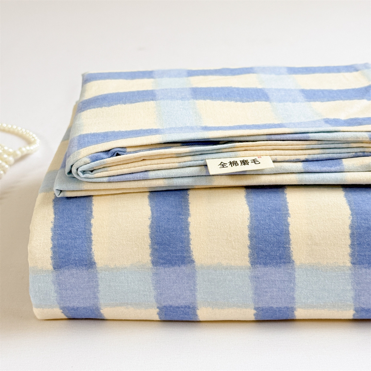 91家纺网 家纺一手货源 找家纺 名兮家居 2025新款亲肤舒适全棉纯棉磨毛印花床笠单床笠单品床笠单件床笠 格调-蓝