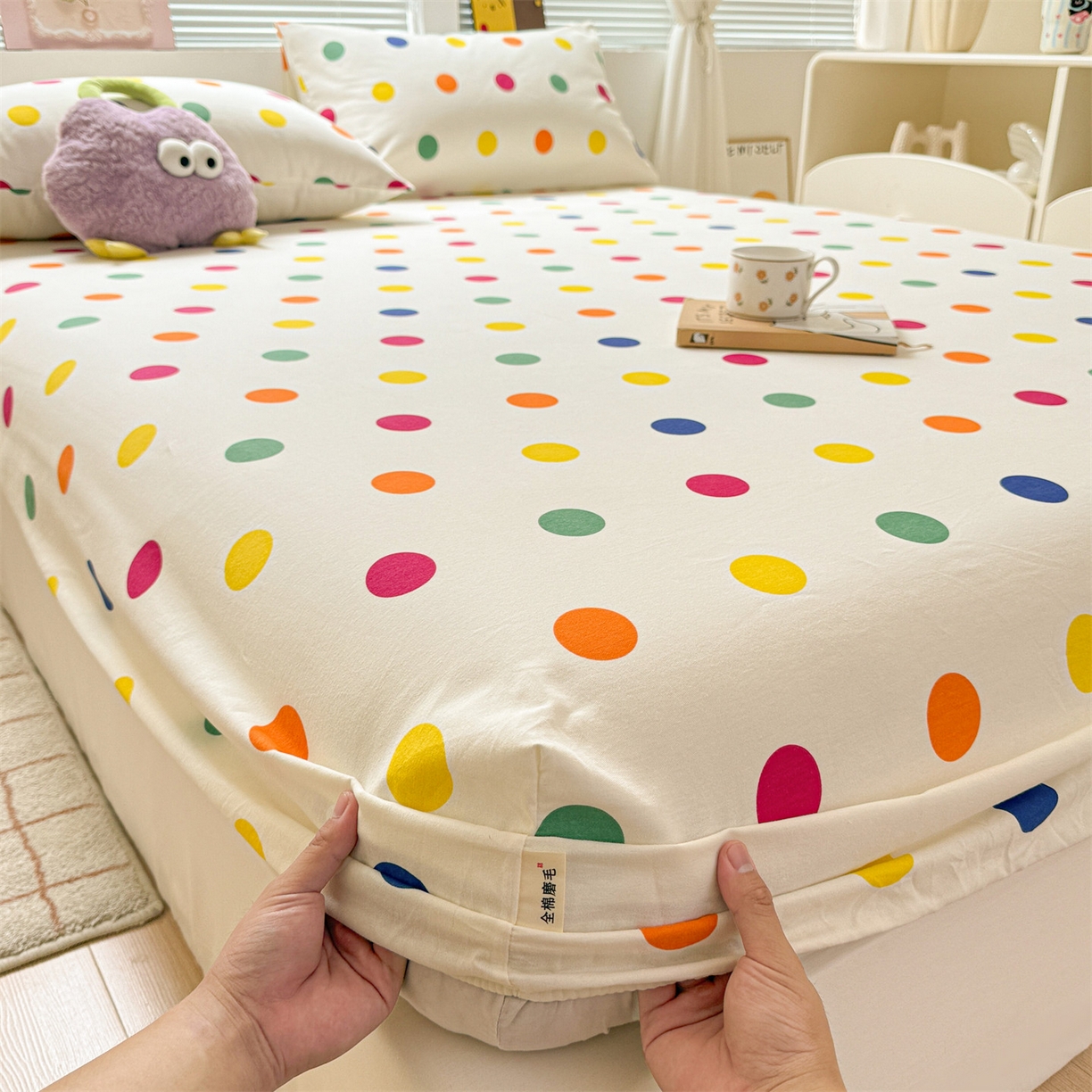 名兮家居 2025新款亲肤舒适全棉纯棉磨毛印花床笠单床笠单品床笠单件床笠 柔色圆点