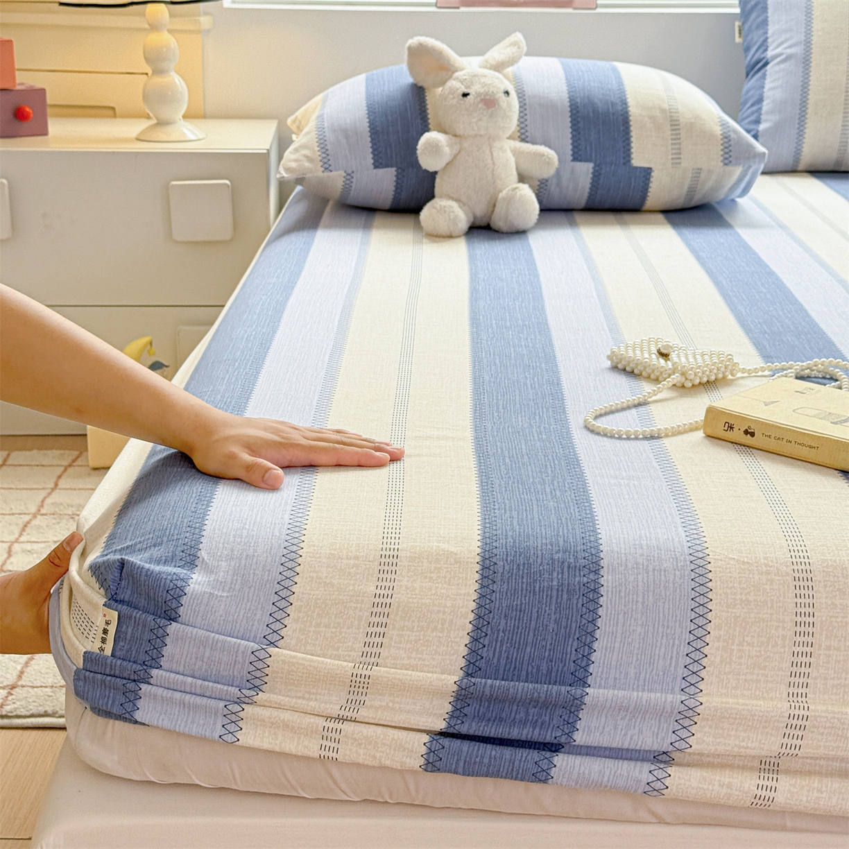 91家纺网 家纺一手货源 找家纺 名兮家居 2025新款亲肤舒适全棉纯棉磨毛印花床笠单床笠单品床笠单件床笠 简条