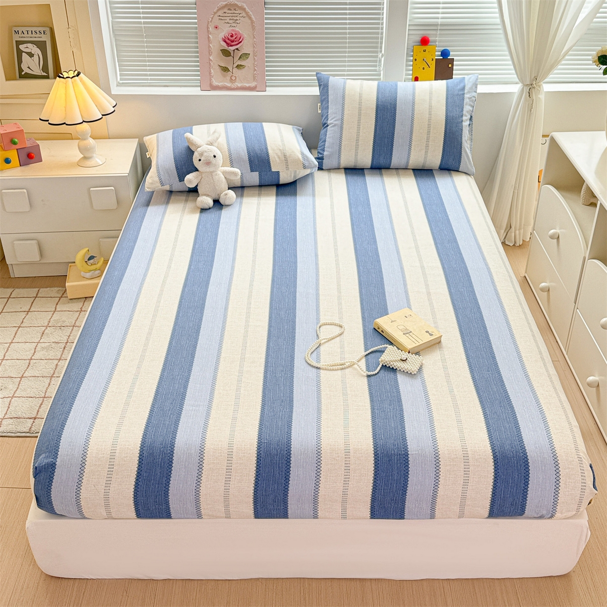 91家纺网 家纺一手货源 找家纺 名兮家居 2025新款亲肤舒适全棉纯棉磨毛印花床笠单床笠单品床笠单件床笠 简条