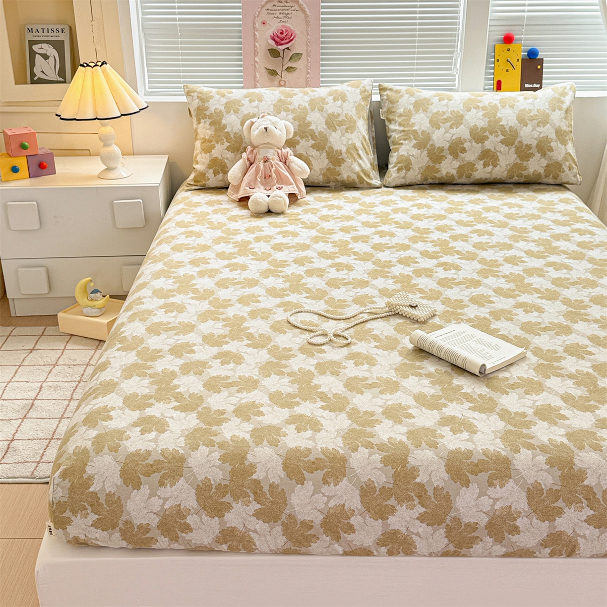 91家纺网 家纺一手货源 找家纺 名兮家居 2025新款亲肤舒适全棉纯棉磨毛印花床笠单床笠单品床笠单件床笠 一叶知秋