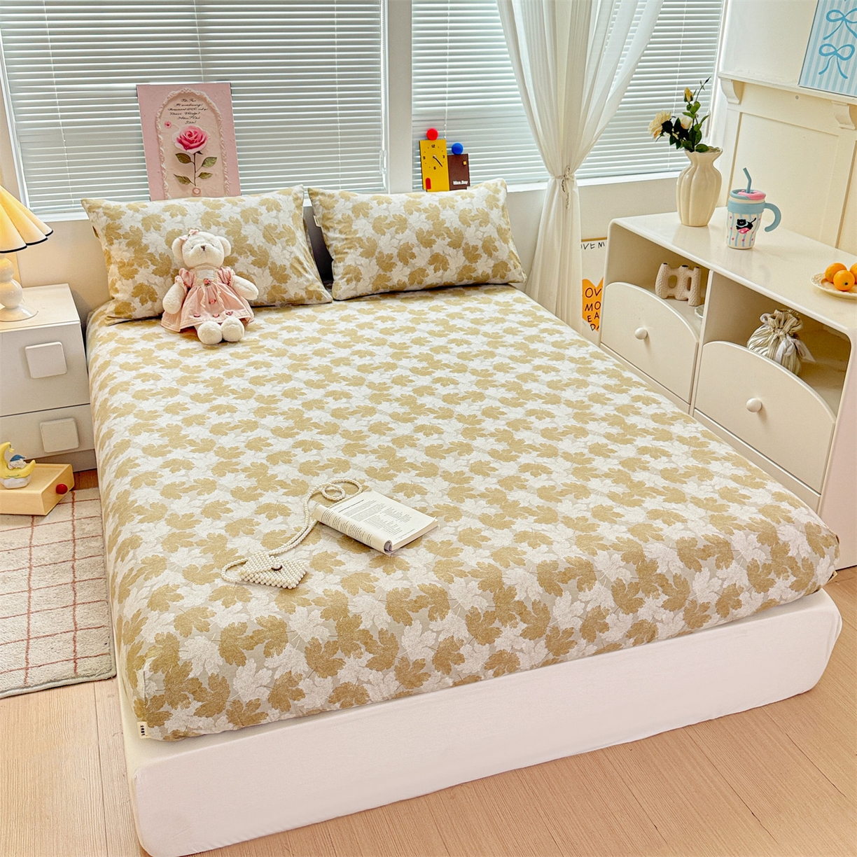 91家纺网 家纺一手货源 找家纺 名兮家居 2025新款亲肤舒适全棉纯棉磨毛印花床笠单床笠单品床笠单件床笠 一叶知秋