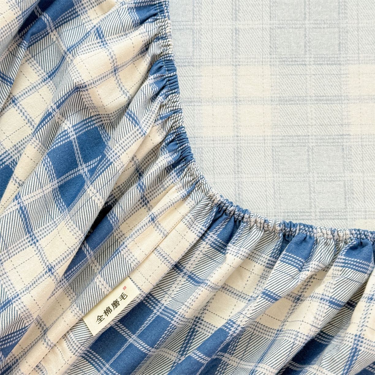 91家纺网 家纺一手货源 找家纺 名兮家居 2025新款亲肤舒适全棉纯棉磨毛印花床笠单床笠单品床笠单件床笠 蓝白格语