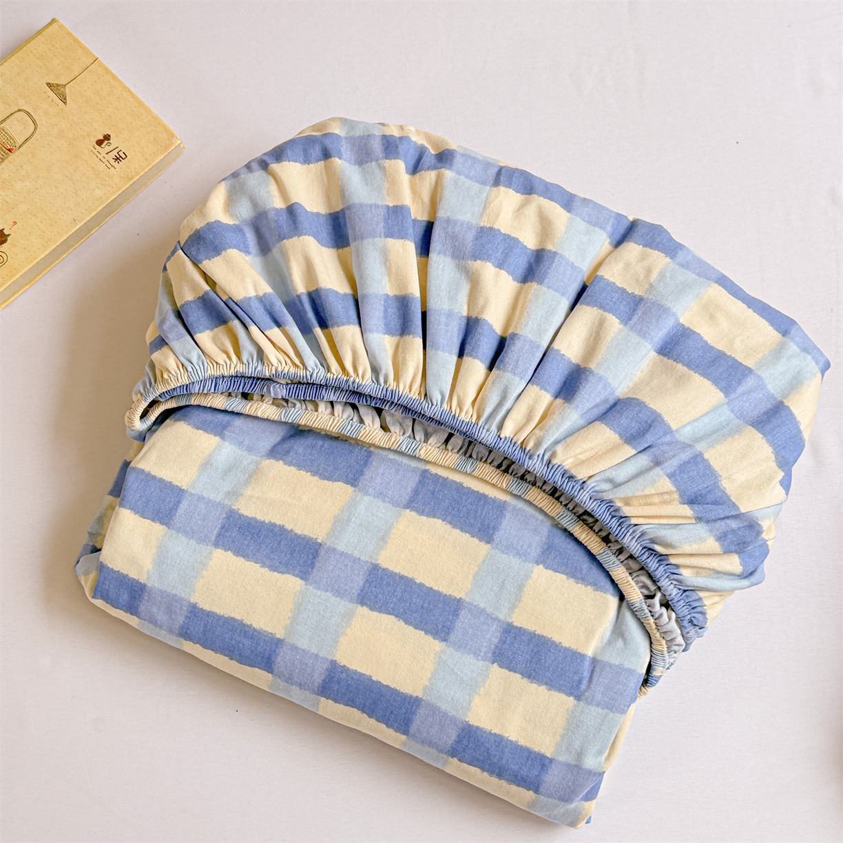 91家纺网 家纺一手货源 找家纺 名兮家居 2025新款亲肤舒适全棉纯棉磨毛印花床笠单床笠单品床笠单件床笠 格调-蓝