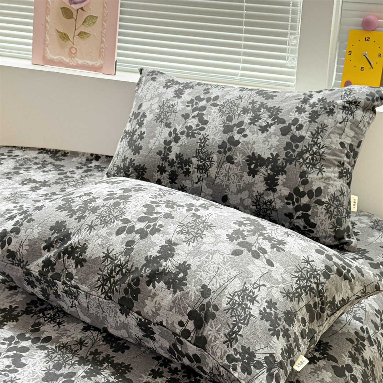 91家纺网 家纺一手货源 找家纺 名兮家居 2025新款亲肤舒适全棉纯棉磨毛印花床笠单床笠单品床笠单件床笠 叶影