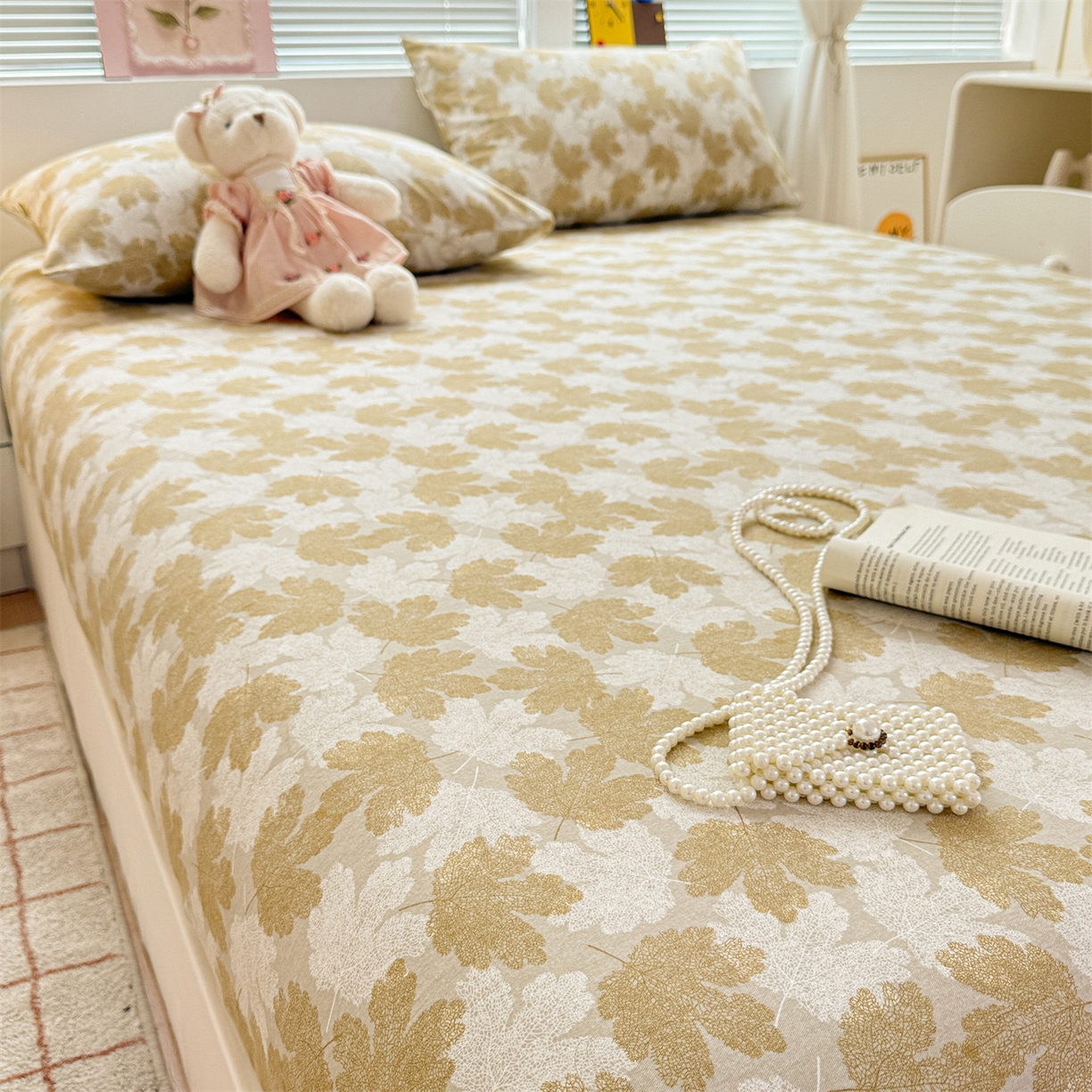 91家纺网 家纺一手货源 找家纺 名兮家居 2025新款亲肤舒适全棉纯棉磨毛印花床笠单床笠单品床笠单件床笠 一叶知秋