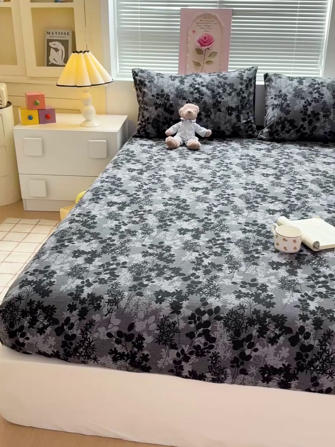 91家纺网 家纺一手货源 找家纺 名兮家居 2025新款亲肤舒适全棉纯棉磨毛印花床笠单床笠单品床笠单件床笠 叶影