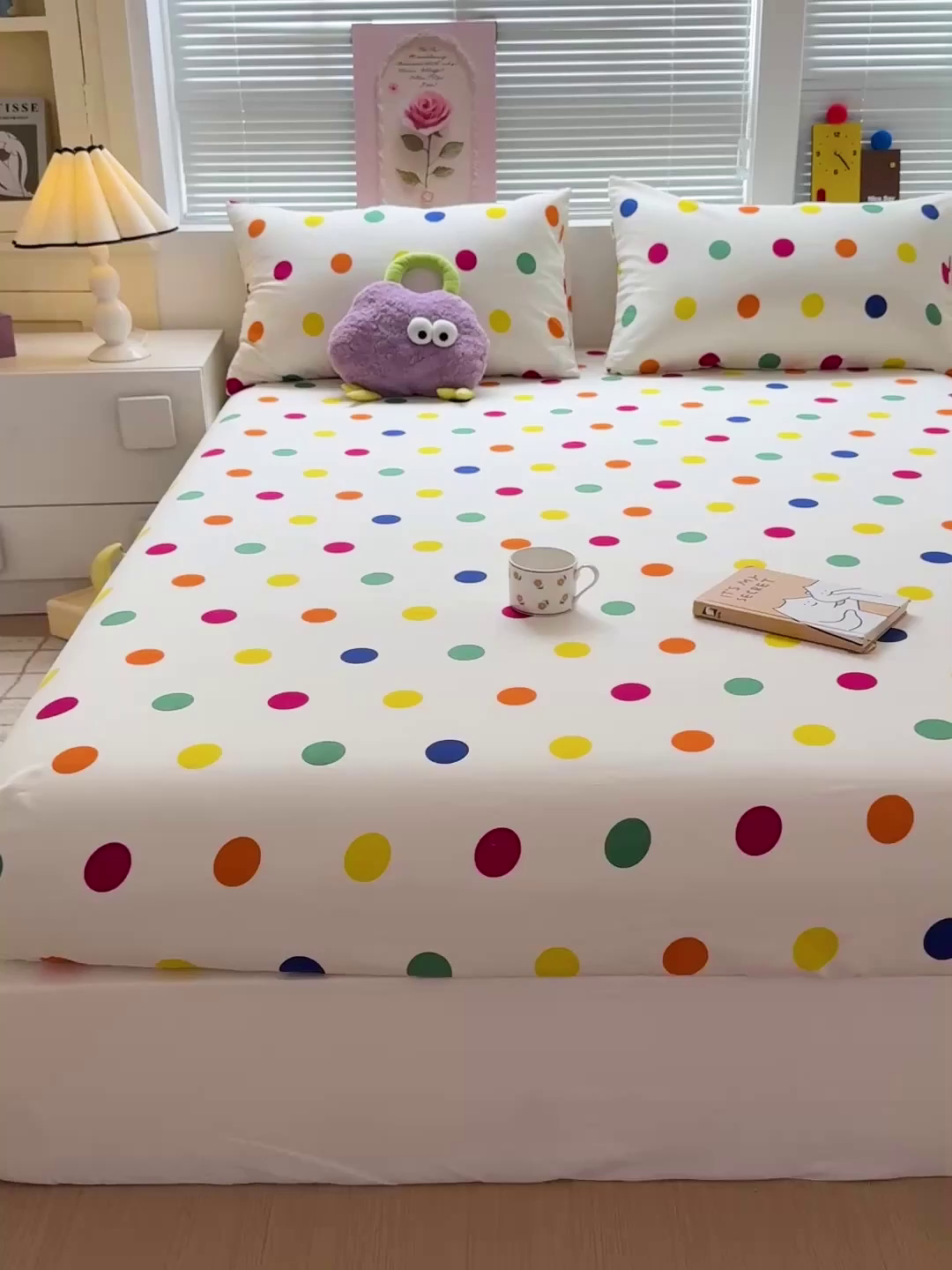 91家纺网 家纺一手货源 找家纺 名兮家居 2025新款亲肤舒适全棉纯棉磨毛印花床笠单床笠单品床笠单件床笠 柔色圆点