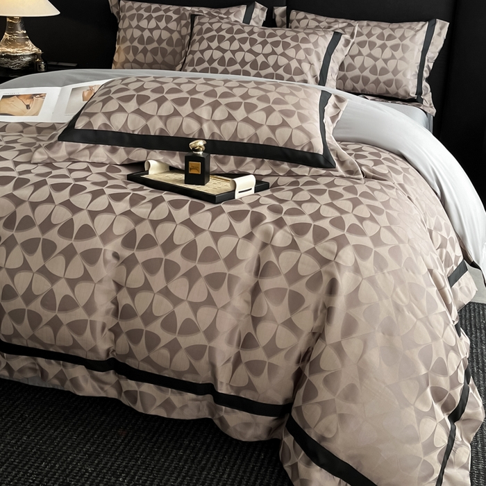 91家纺网 家纺一手货源 找家纺 （总）博纳家纺 2025新款高精密银离子色织提花纯棉撞色宽边四件套