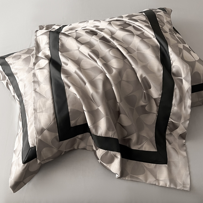 91家纺网 家纺一手货源 找家纺 博纳家纺 2025新款高精密银离子色织提花纯棉撞色宽边四件套 赫拉恋人