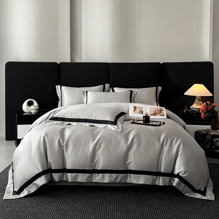 博纳家纺 2025新款高精密银离子色织提花纯棉撞色宽边四件套 华乐