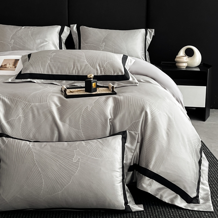 91家纺网 家纺一手货源 找家纺 博纳家纺 2025新款高精密银离子色织提花纯棉撞色宽边四件套 华乐