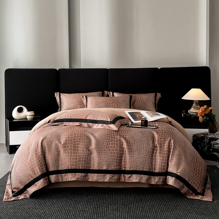 博纳家纺 2025新款高精密银离子色织提花纯棉撞色宽边四件套 尼罗