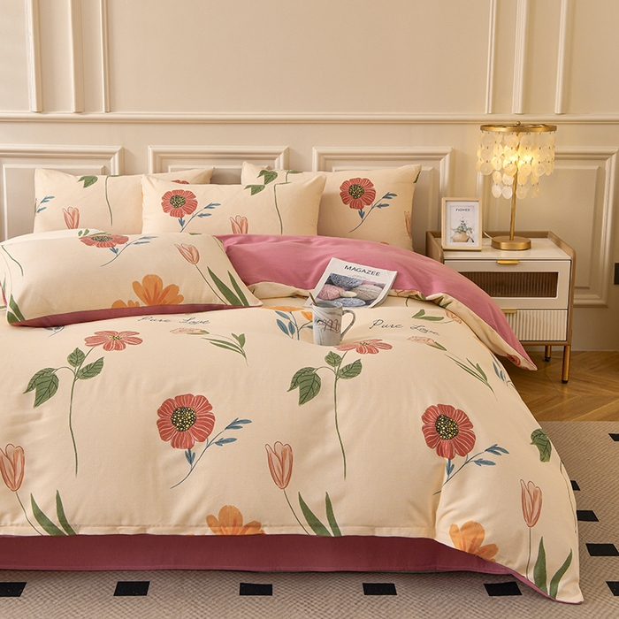 91家纺网 家纺一手货源 找家纺 宇彬家纺 2025直播热新款秋冬全棉精梳生态原棉印花加厚磨毛轻奢铂金单被套 花栖寻梦（米）