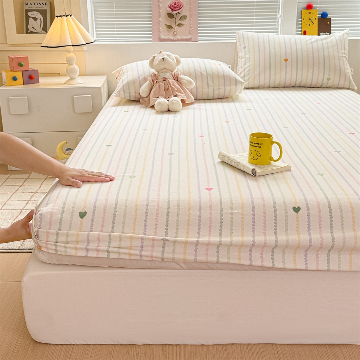 91家纺网 家纺一手货源 找家纺 （总）名兮家居 2025新款亲肤舒适全棉纯棉磨毛印花床笠单床笠单品床笠单件床笠