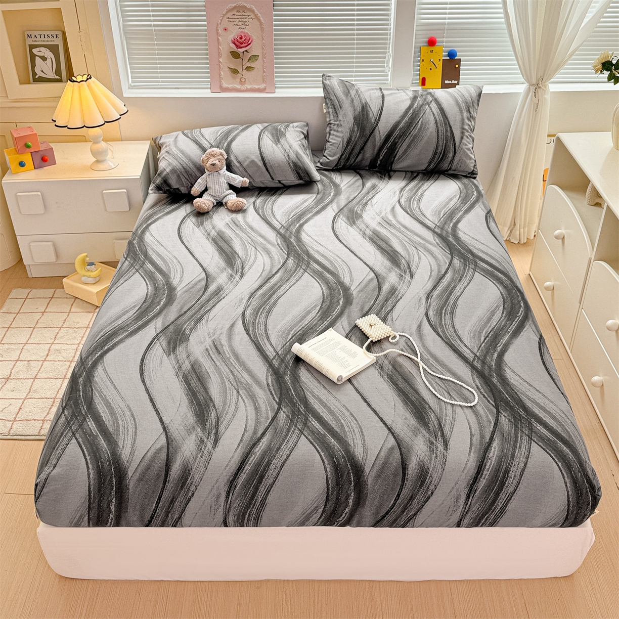 91家纺网 家纺一手货源 找家纺 （总）名兮家居 2025新款亲肤舒适全棉纯棉磨毛印花床笠单床笠单品床笠单件床笠