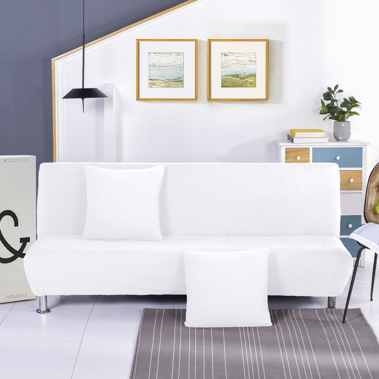 91家纺网 家纺一手货源 找家纺 （总）壹零特色家纺 2025新款纯色沙发床套 弹力素色无扶手沙发套 沙发长防尘套子