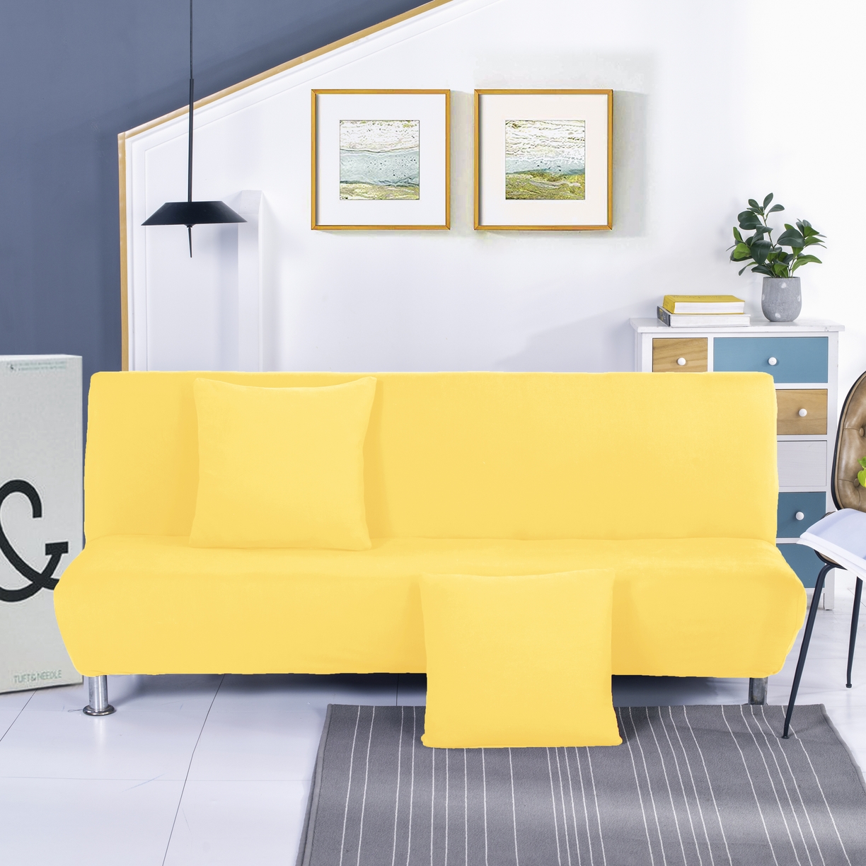 91家纺网 家纺一手货源 找家纺 （总）壹零特色家纺 2025新款纯色沙发床套 弹力素色无扶手沙发套 沙发长防尘套子