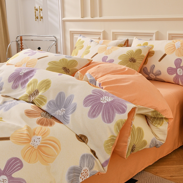 91家纺网 家纺一手货源 找家纺 宇彬家纺 2025直播热新款秋冬全棉精梳生态原棉印花加厚磨毛轻奢铂金单被套 花颜朵朵（米）