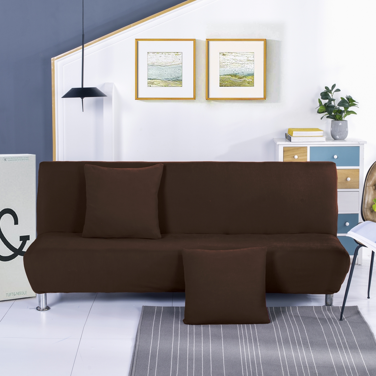 91家纺网 家纺一手货源 找家纺 （总）壹零特色家纺 2025新款纯色沙发床套 弹力素色无扶手沙发套 沙发长防尘套子