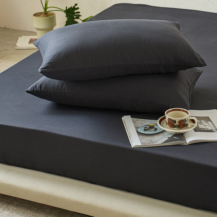 千朵森 2025新款全棉纯棉提花磨毛单枕套单品枕套单件枕套-线语 线语-暗夜黑