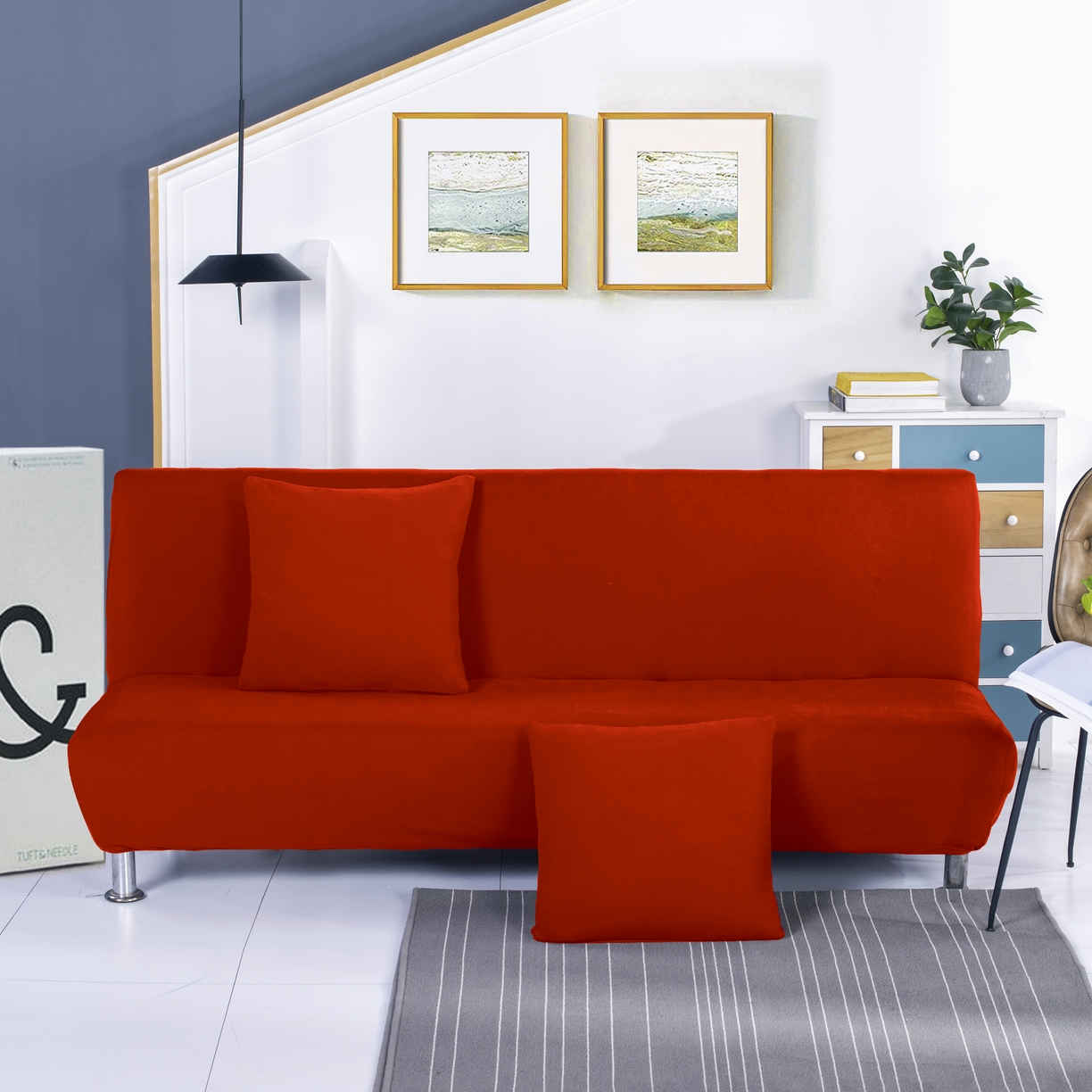 91家纺网 家纺一手货源 找家纺 （总）壹零特色家纺 2025新款纯色沙发床套 弹力素色无扶手沙发套 沙发长防尘套子