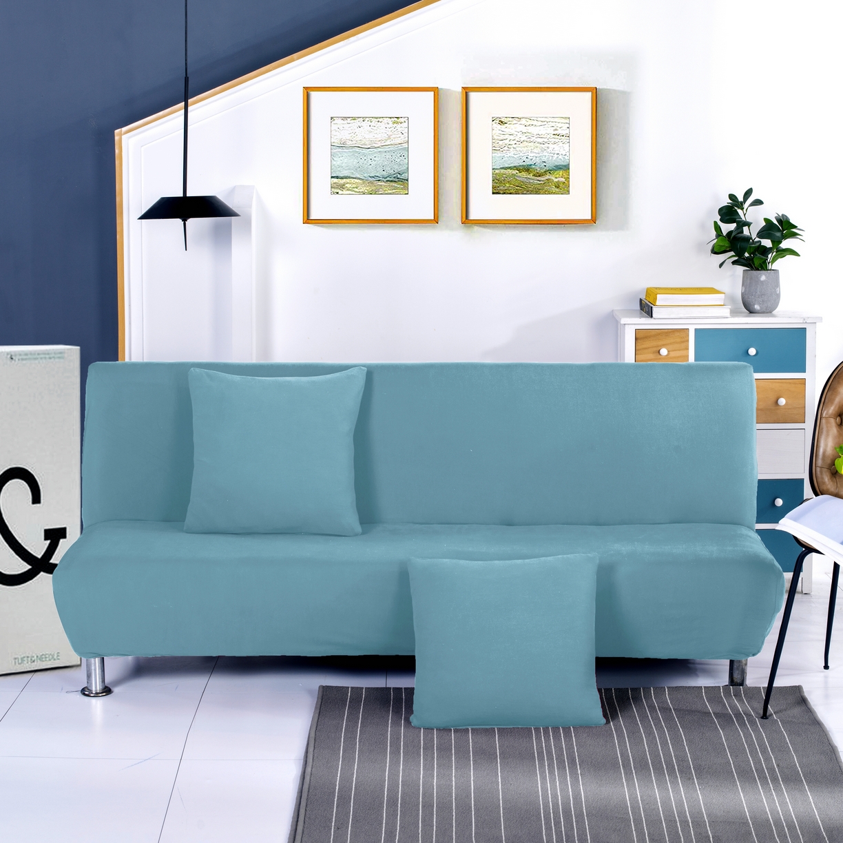 91家纺网 家纺一手货源 找家纺 （总）壹零特色家纺 2025新款纯色沙发床套 弹力素色无扶手沙发套 沙发长防尘套子