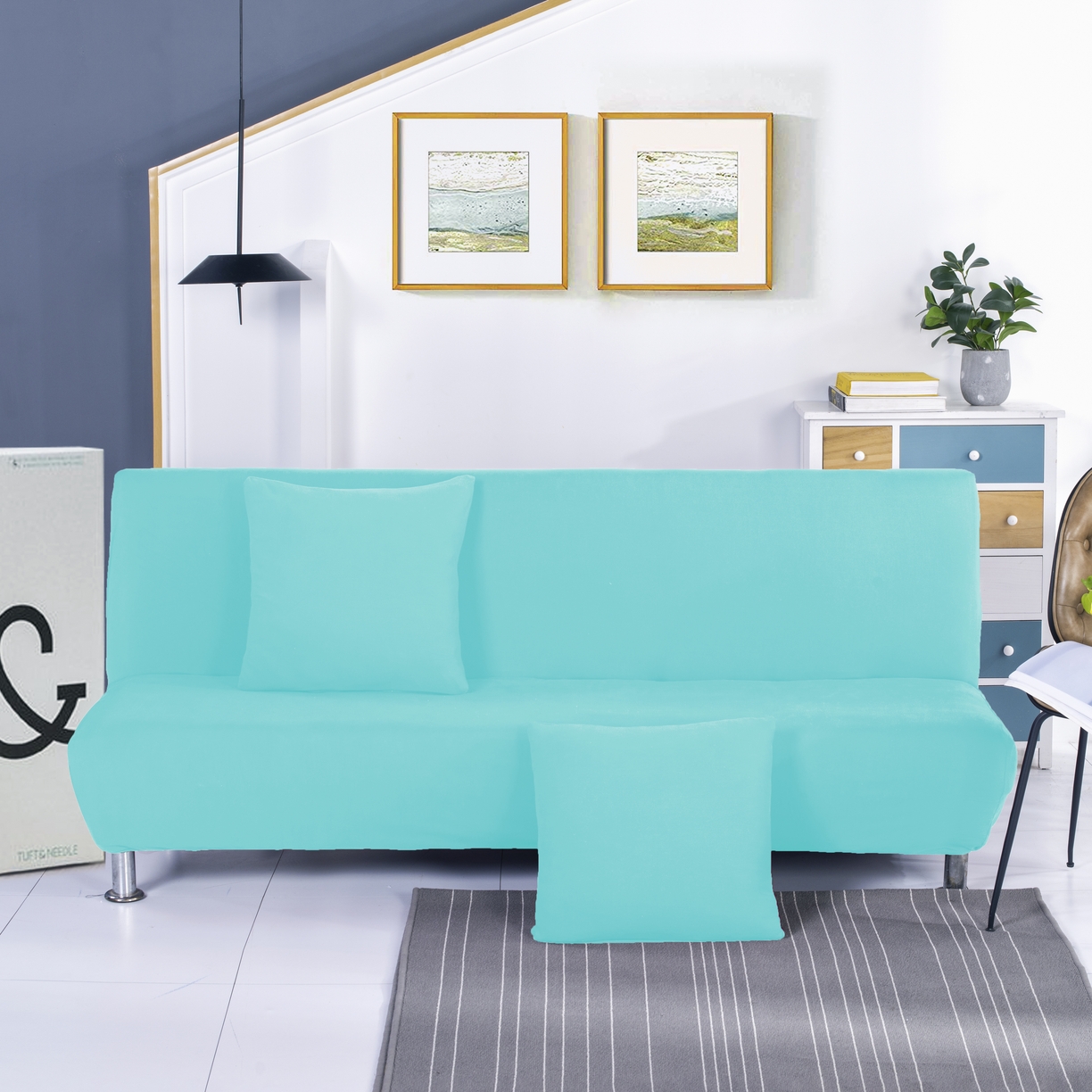 91家纺网 家纺一手货源 找家纺 （总）壹零特色家纺 2025新款纯色沙发床套 弹力素色无扶手沙发套 沙发长防尘套子