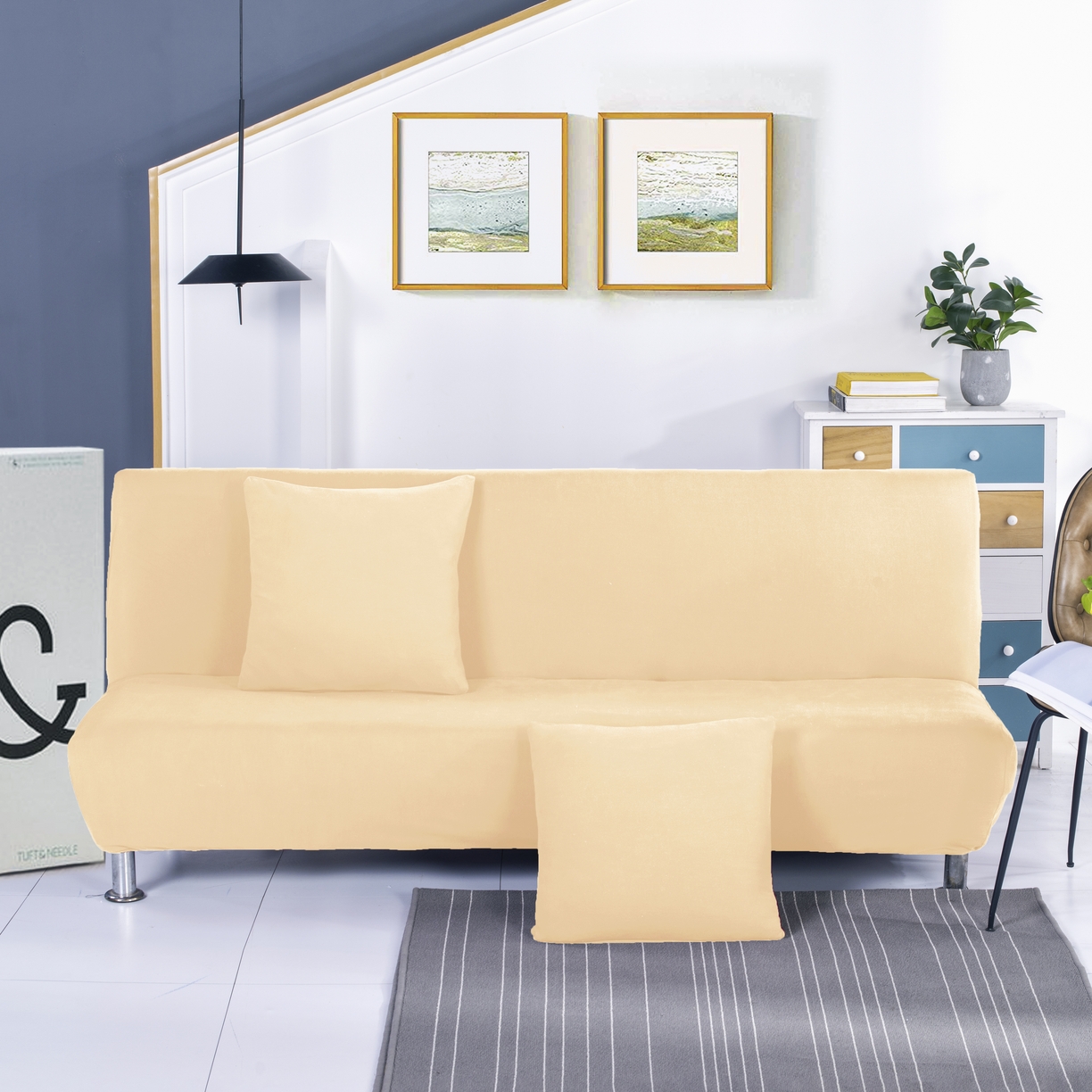 91家纺网 家纺一手货源 找家纺 （总）壹零特色家纺 2025新款纯色沙发床套 弹力素色无扶手沙发套 沙发长防尘套子