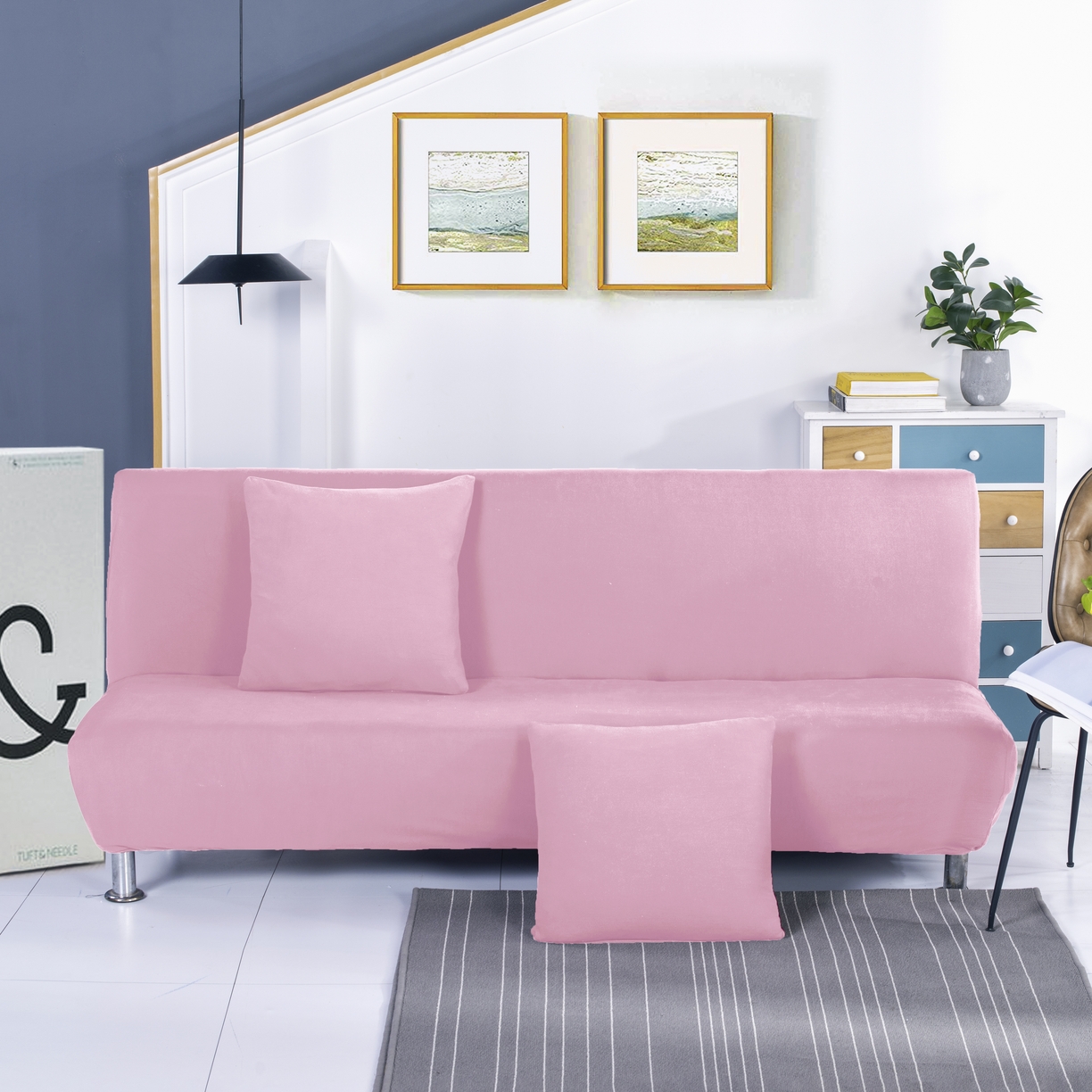 91家纺网 家纺一手货源 找家纺 （总）壹零特色家纺 2025新款纯色沙发床套 弹力素色无扶手沙发套 沙发长防尘套子