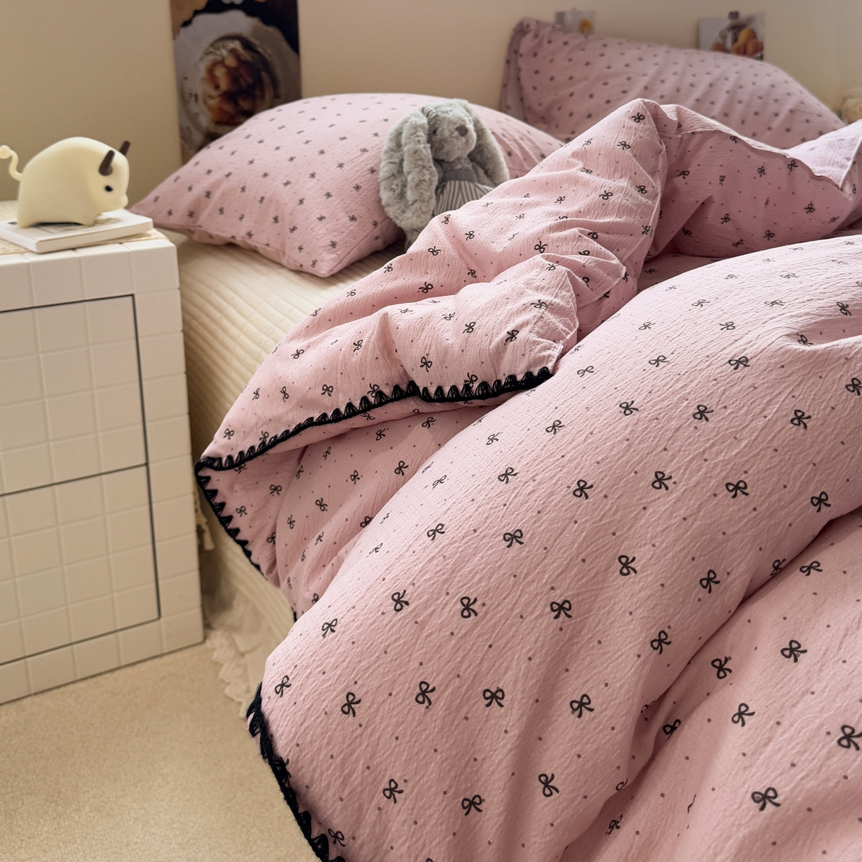 91家纺网 家纺一手货源 找家纺 一加一 2025新款贝壳边抗菌大豆被子被芯 奶油可可-豆沙