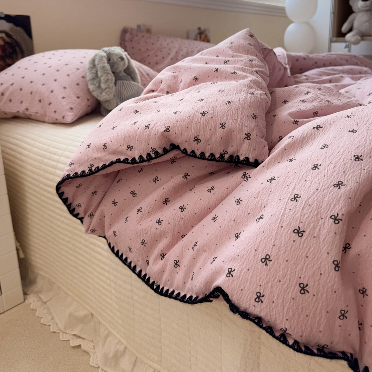 91家纺网 家纺一手货源 找家纺 一加一 2025新款贝壳边抗菌大豆被子被芯 奶油可可-豆沙