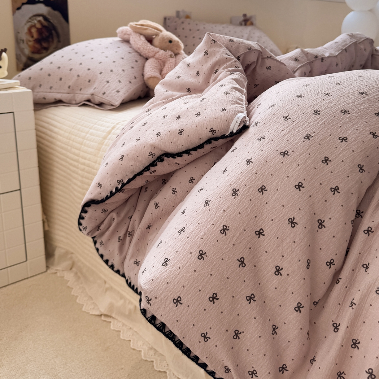 91家纺网 家纺一手货源 找家纺 一加一 2025新款贝壳边抗菌大豆被子被芯 奶油可可-灰