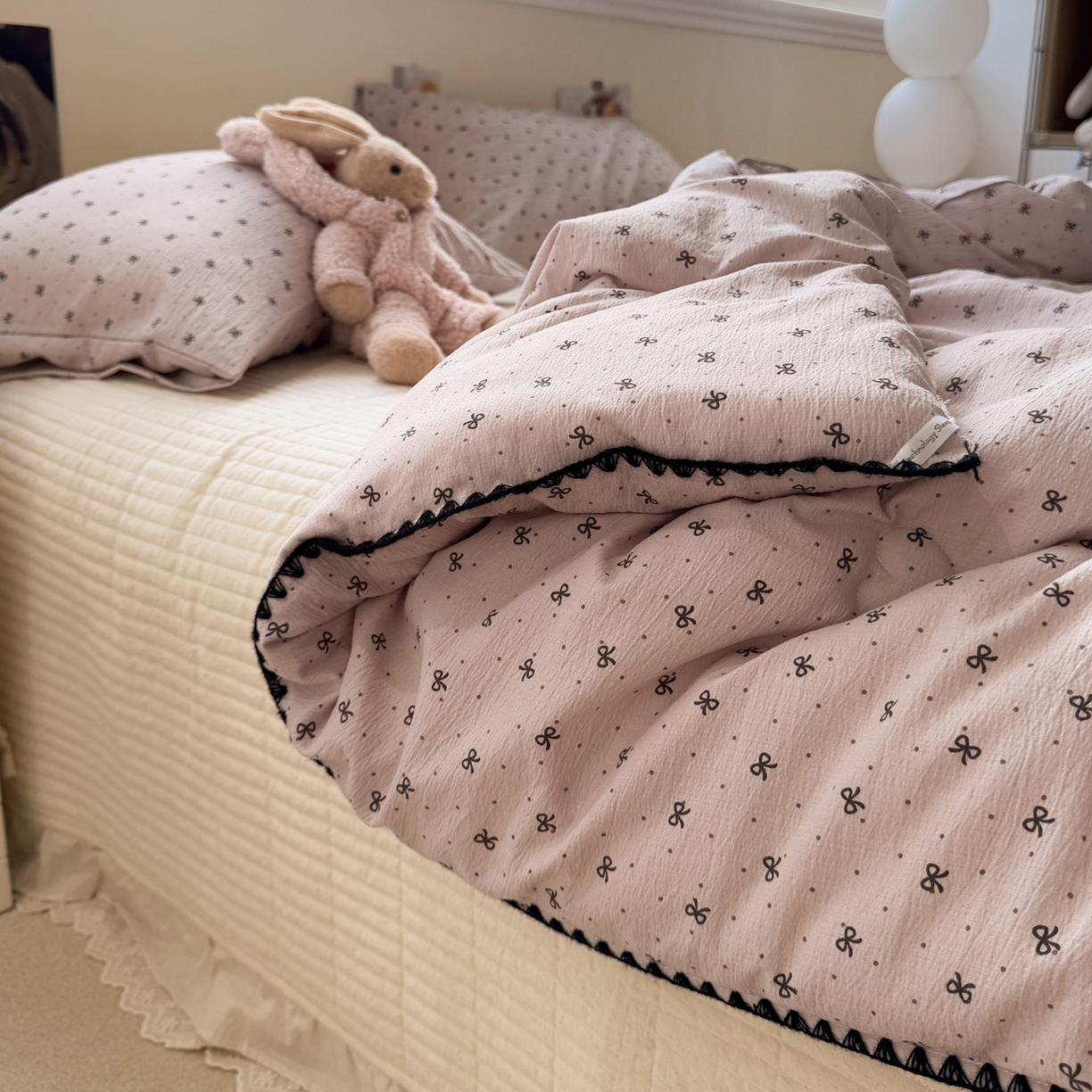 91家纺网 家纺一手货源 找家纺 一加一 2025新款贝壳边抗菌大豆被子被芯 奶油可可-灰