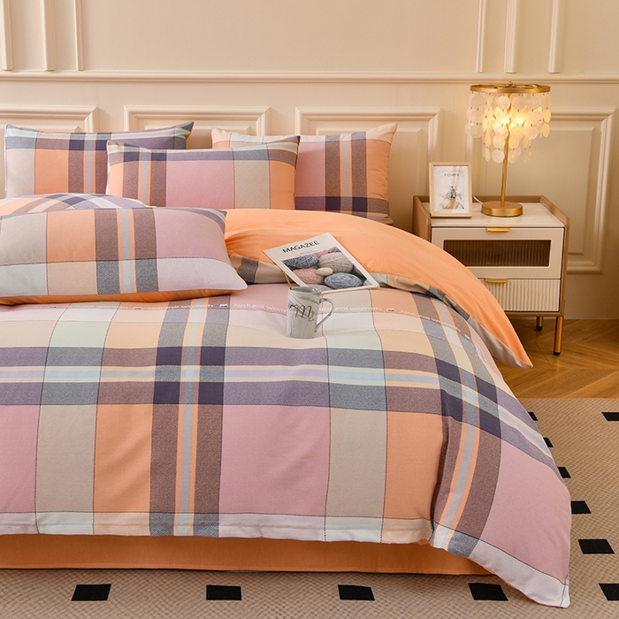 91家纺网 家纺一手货源 找家纺 宇彬家纺 2025直播热新款秋冬全棉精梳生态原棉印花加厚磨毛轻奢铂金单被套 西雅图（粉）