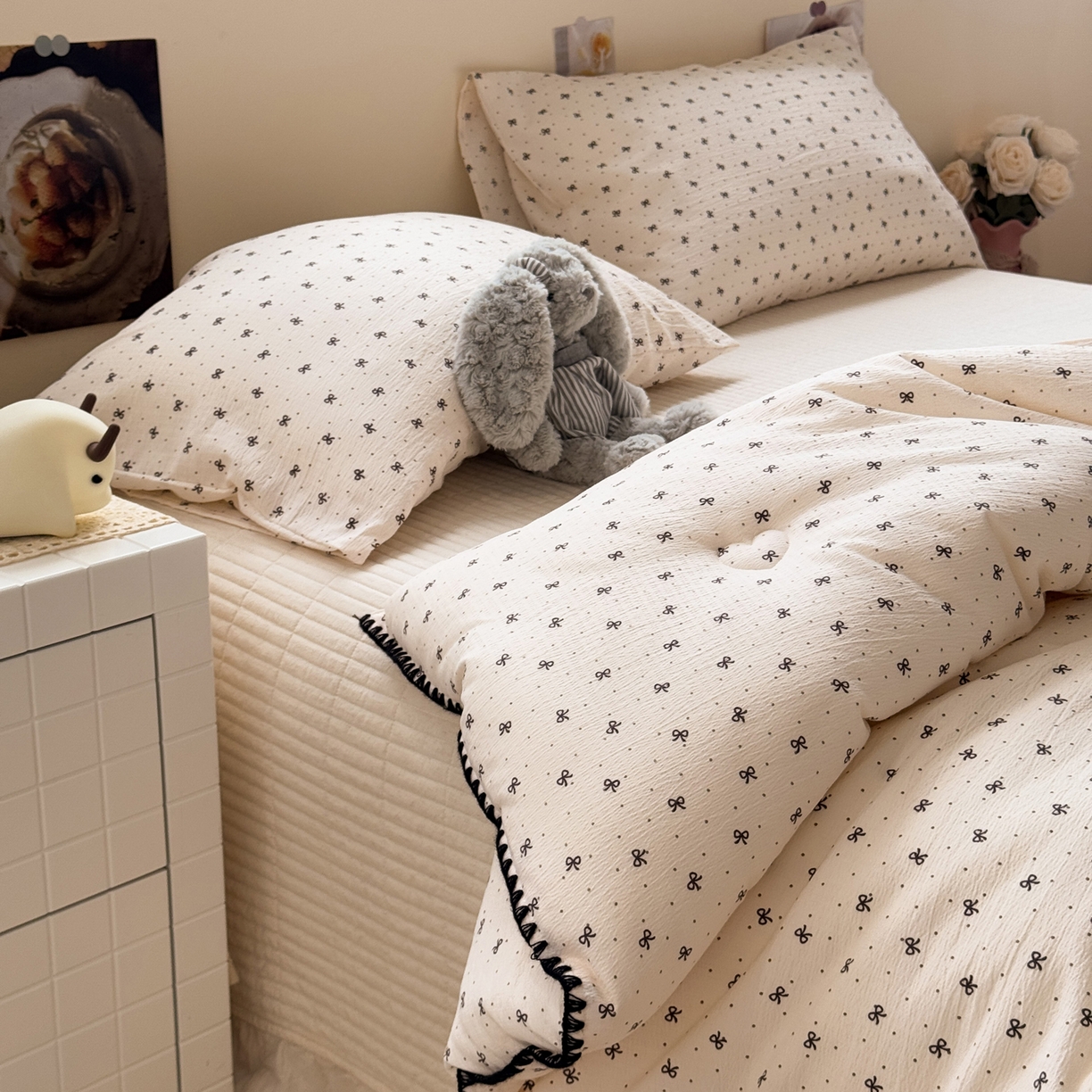 91家纺网 家纺一手货源 找家纺 一加一 2025新款贝壳边抗菌大豆被子被芯 奶油可可-咖