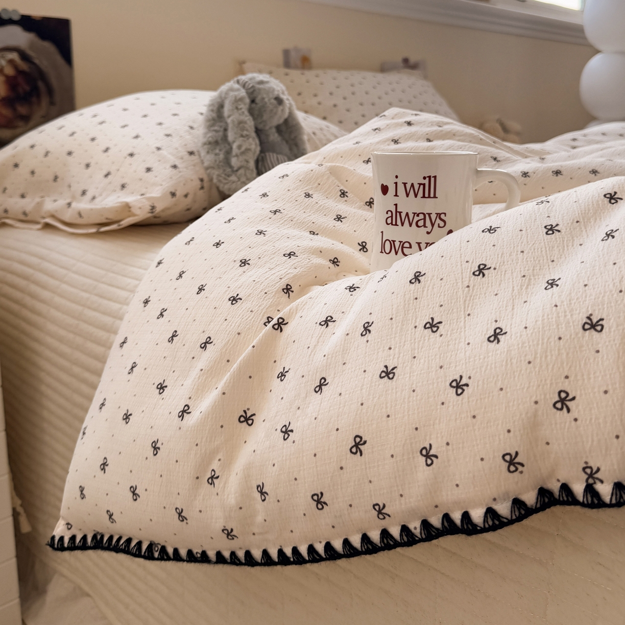 91家纺网 家纺一手货源 找家纺 一加一 2025新款贝壳边抗菌大豆被子被芯 奶油可可-咖