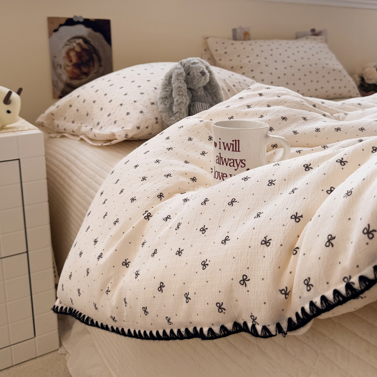 91家纺网 家纺一手货源 找家纺 一加一 2025新款贝壳边抗菌大豆被子被芯 奶油可可-咖