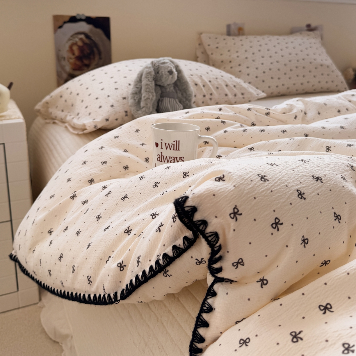 91家纺网 家纺一手货源 找家纺 一加一 2025新款贝壳边抗菌大豆被子被芯 奶油可可-咖