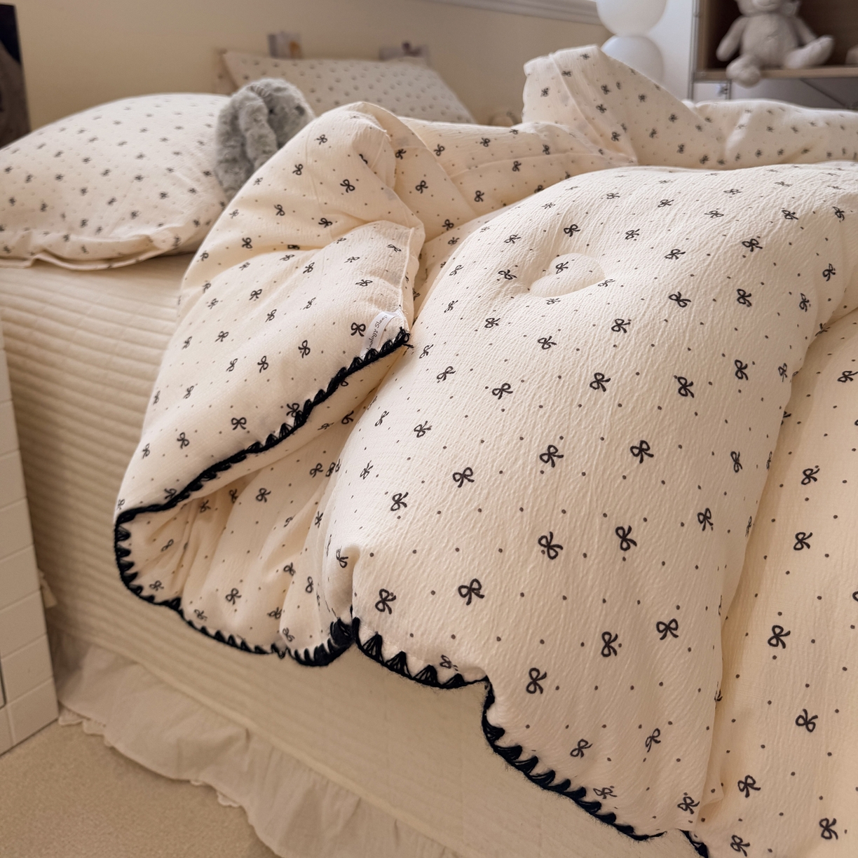 91家纺网 家纺一手货源 找家纺 一加一 2025新款贝壳边抗菌大豆被子被芯 奶油可可-咖