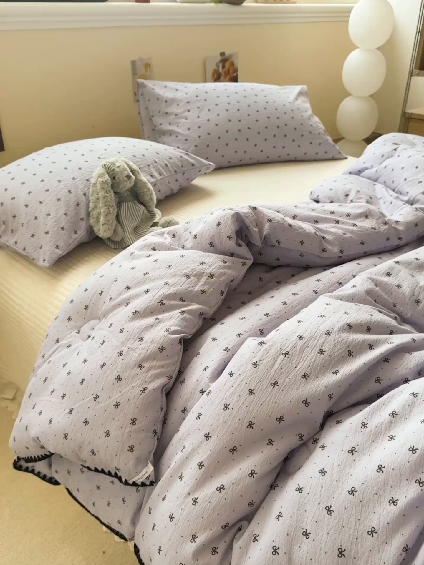 91家纺网 家纺一手货源 找家纺 一加一 2025新款贝壳边抗菌大豆被子被芯 奶油可可-紫