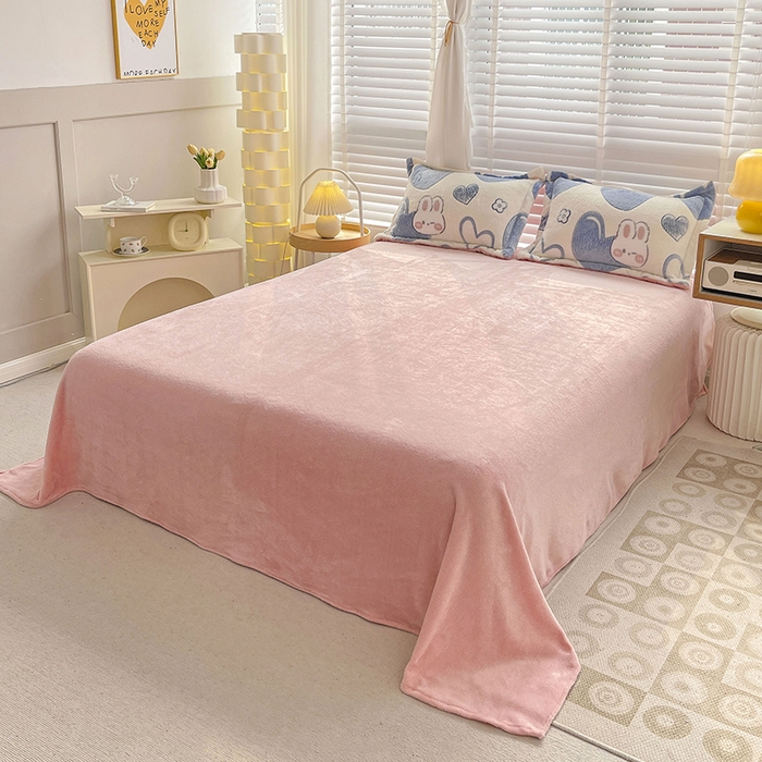 91家纺网 家纺一手货源 找家纺 居易简 2025秋冬新品立体雪花绒单被套牛奶绒法莱绒雕花绒兔毛卡通四件套学生季四件套 爱心兔