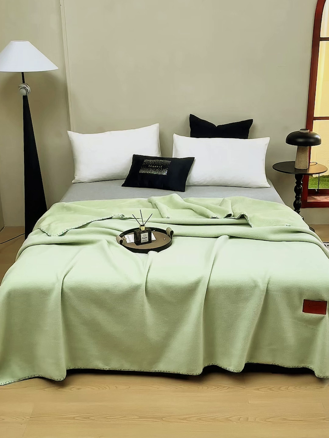 91家纺网 家纺一手货源 找家纺 悦织湾家纺 2025新款轻奢纯色仿羊绒毯单层双层保暖加厚秋冬毛毯盖毯毯子跨境专供仿羊绒单层-新芽绿