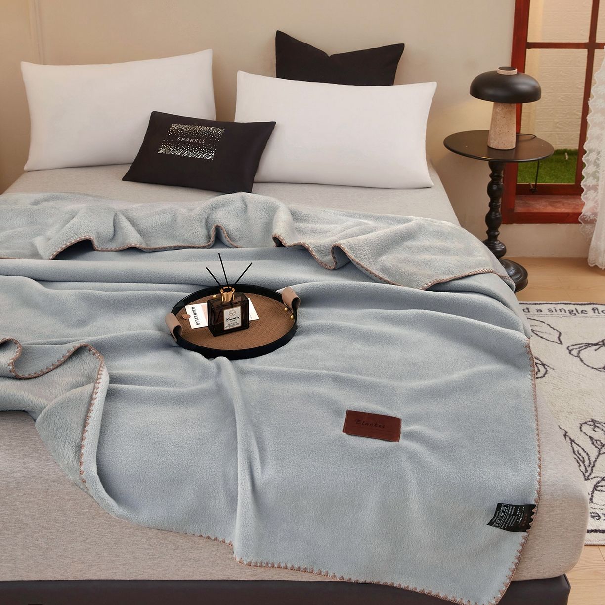91家纺网 家纺一手货源 找家纺 悦织湾家纺 2025新款轻奢纯色仿羊绒毯单层双层保暖加厚秋冬毛毯盖毯毯子跨境专供仿羊绒单层-银河灰