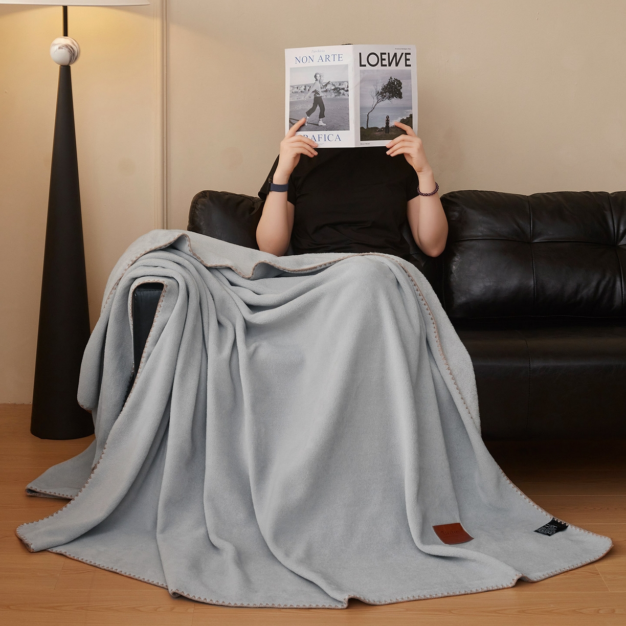 悦织湾家纺 2025新款轻奢纯色仿羊绒毯单层双层保暖加厚秋冬毛毯盖毯毯子跨境专供仿羊绒单层-银河灰